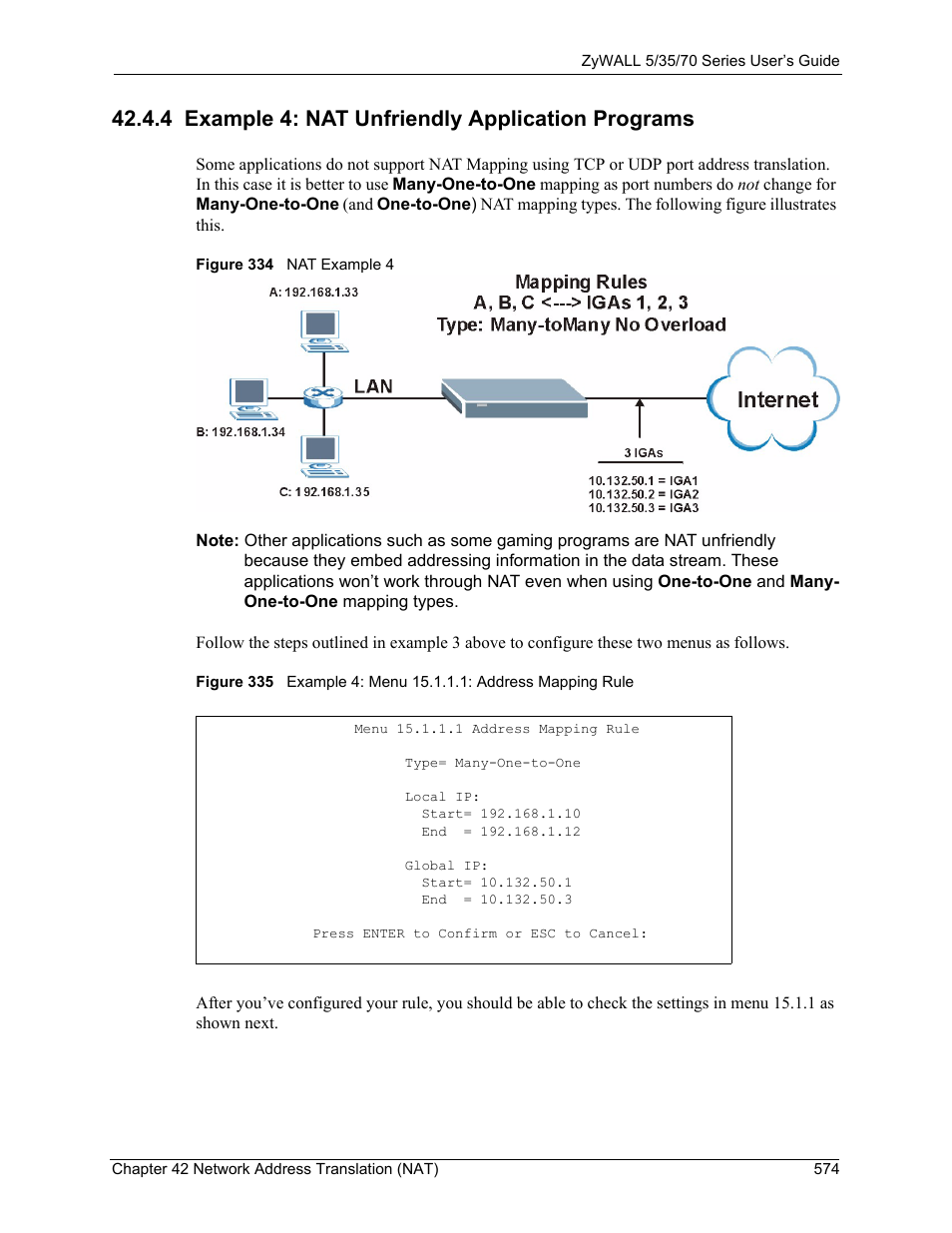 4 example 4: nat unfriendly application programs | ZyXEL Communications Internet Security Appliance ZyWALL5UTM 4.0 User Manual | Page 574 / 803