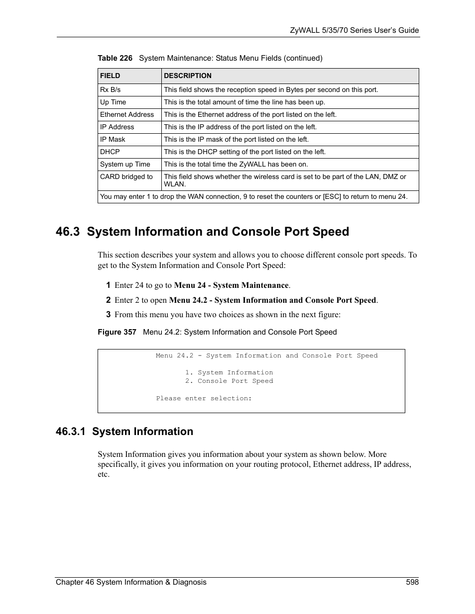 3 system information and console port speed, 1 system information | ZyXEL Communications Internet Security Appliance ZyWALL5UTM 4.0 User Manual | Page 598 / 803