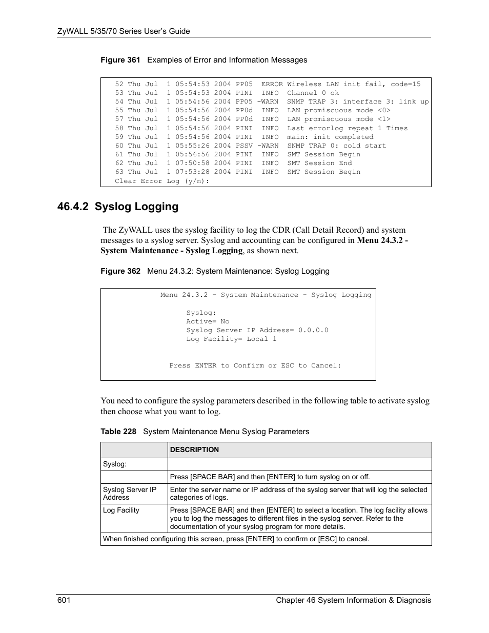 2 syslog logging | ZyXEL Communications Internet Security Appliance ZyWALL5UTM 4.0 User Manual | Page 601 / 803