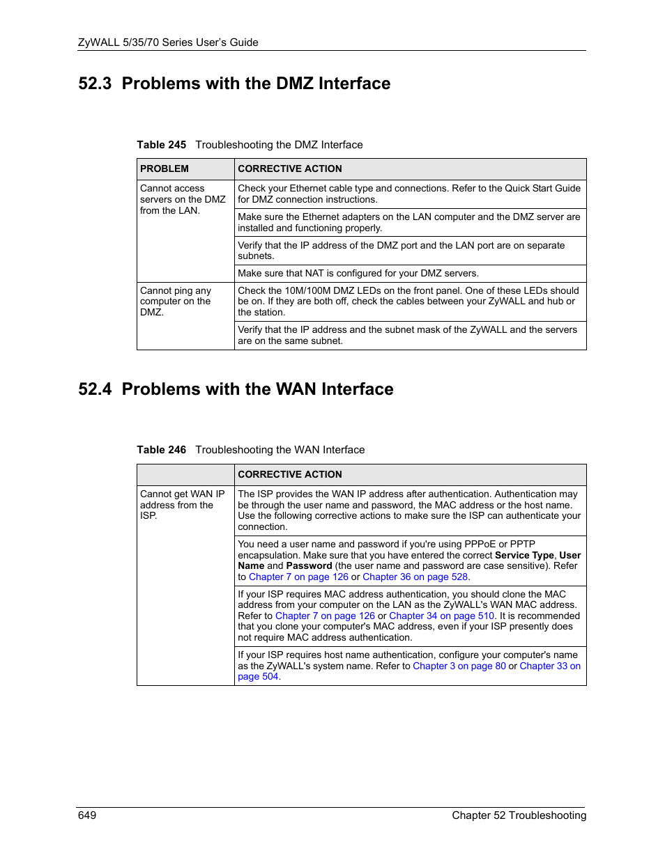 3 problems with the dmz interface, 4 problems with the wan interface | ZyXEL Communications Internet Security Appliance ZyWALL5UTM 4.0 User Manual | Page 649 / 803
