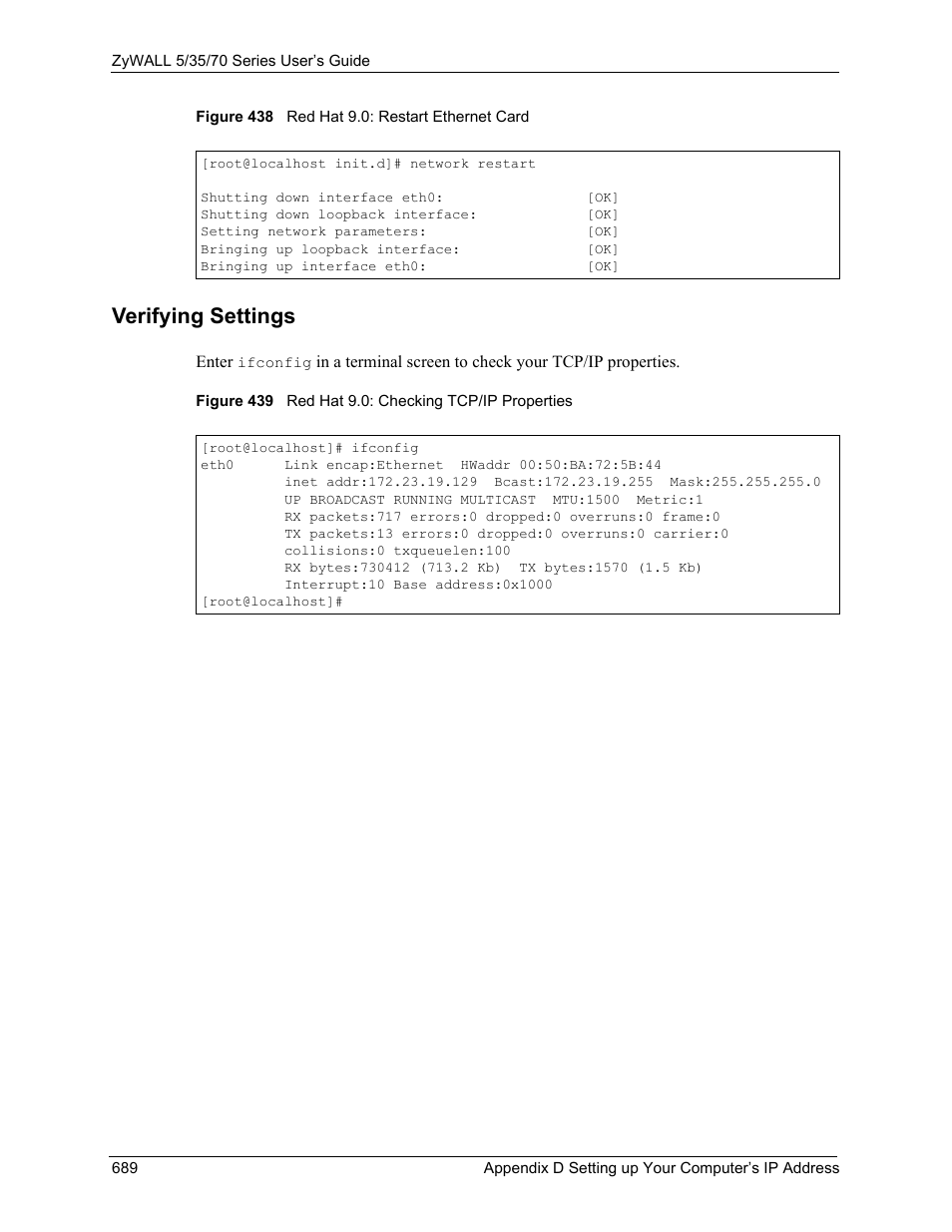 Verifying settings | ZyXEL Communications Internet Security Appliance ZyWALL5UTM 4.0 User Manual | Page 689 / 803