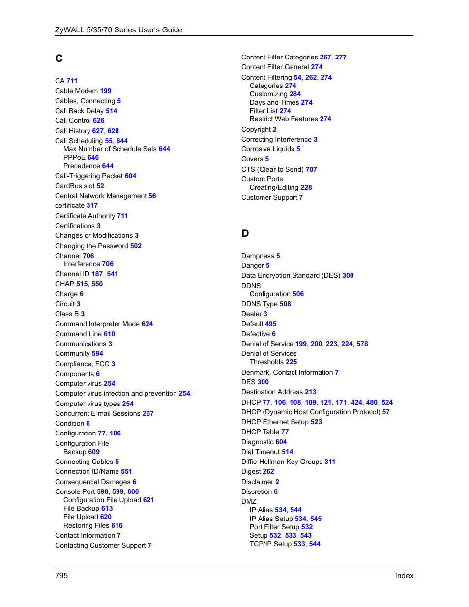 ZyXEL Communications Internet Security Appliance ZyWALL5UTM 4.0 User Manual | Page 795 / 803