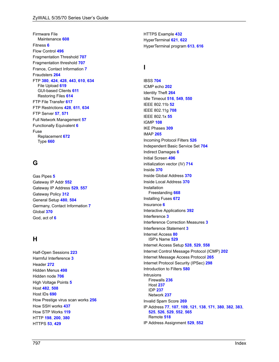 ZyXEL Communications Internet Security Appliance ZyWALL5UTM 4.0 User Manual | Page 797 / 803