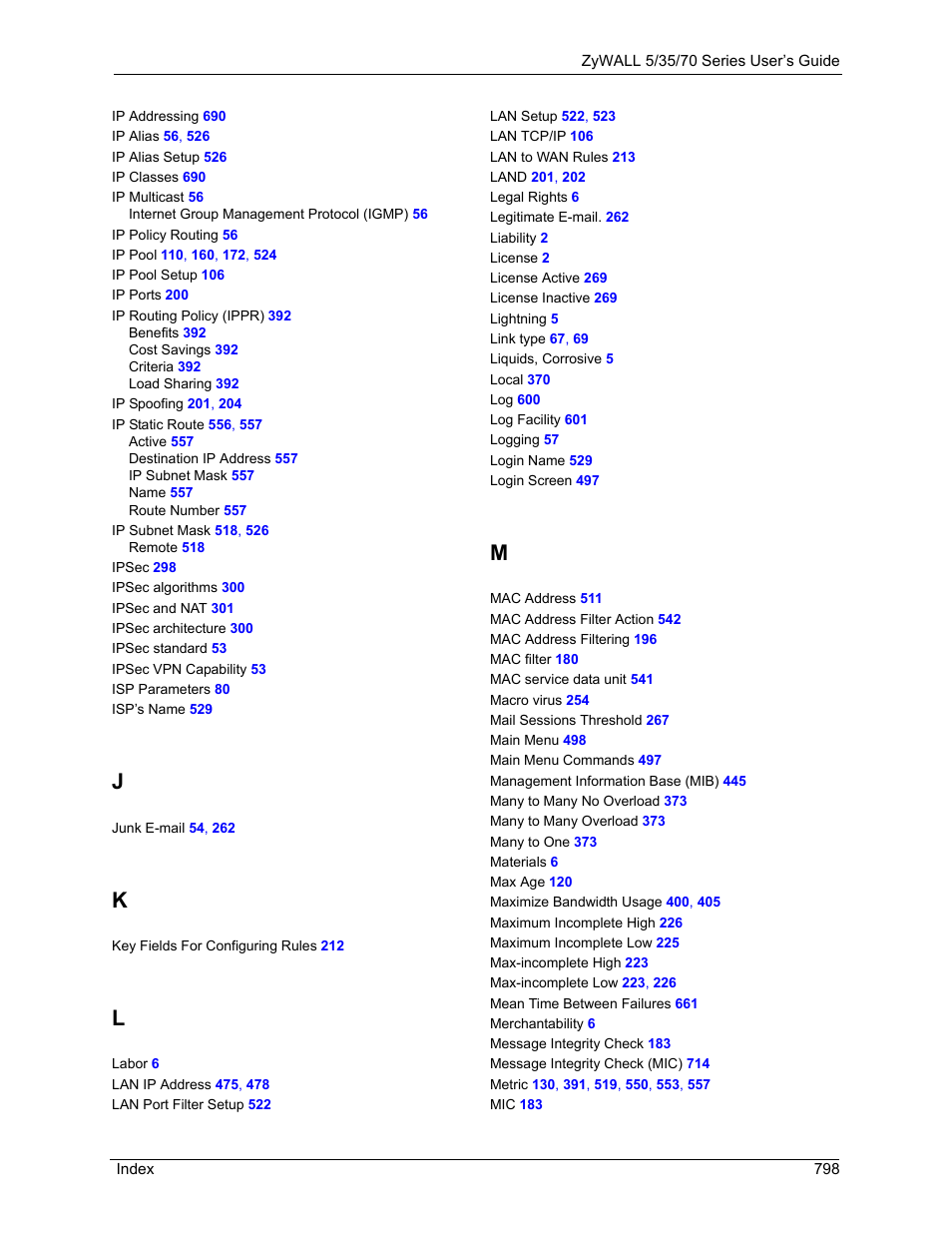 ZyXEL Communications Internet Security Appliance ZyWALL5UTM 4.0 User Manual | Page 798 / 803