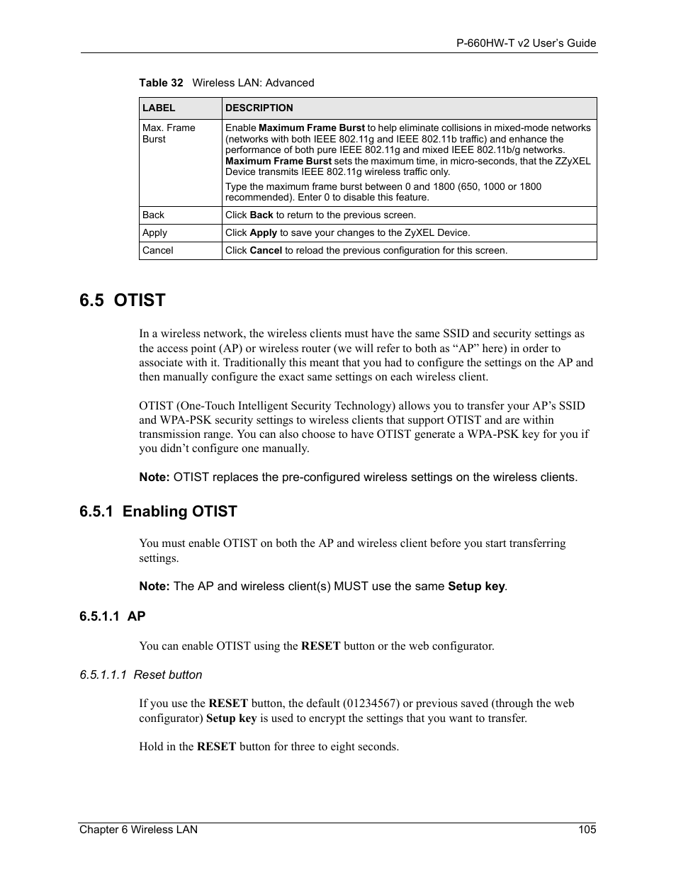 5 otist, 1 enabling otist, 1 ap | ZyXEL Communications P-660HW-T v2 User Manual | Page 105 / 351