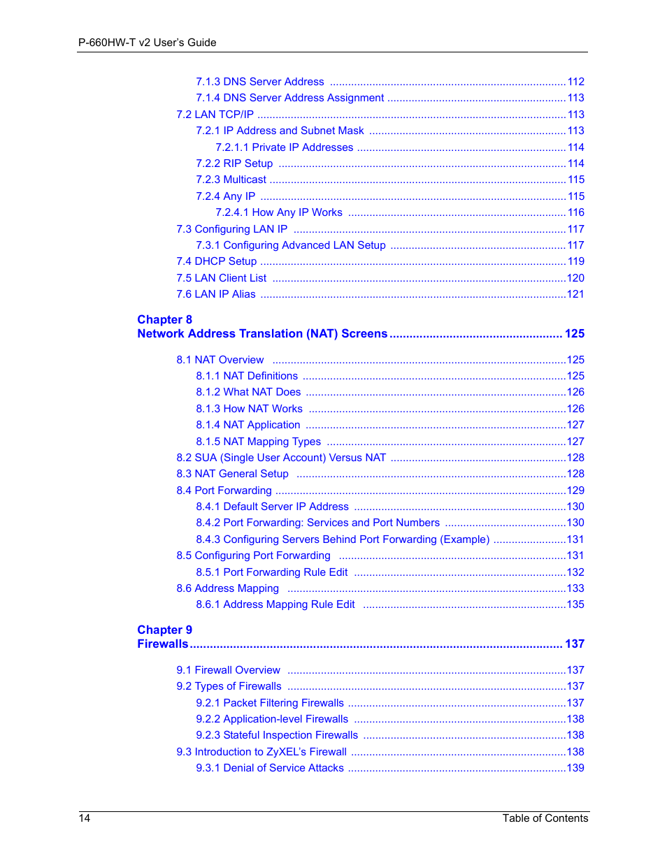 ZyXEL Communications P-660HW-T v2 User Manual | Page 14 / 351
