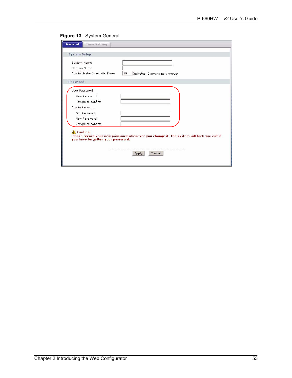 Figure 13 system general | ZyXEL Communications P-660HW-T v2 User Manual | Page 53 / 351
