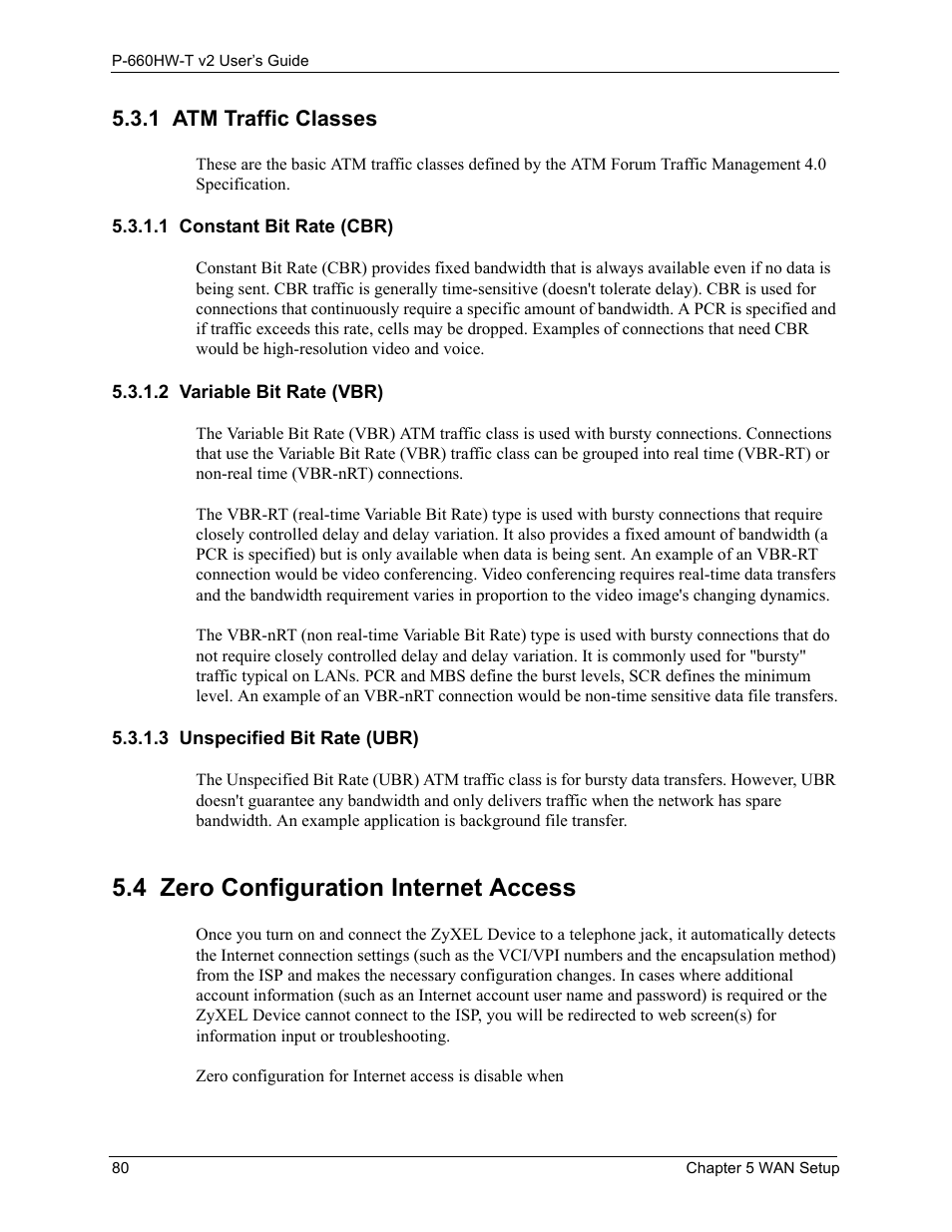 1 atm traffic classes, 4 zero configuration internet access | ZyXEL Communications P-660HW-T v2 User Manual | Page 80 / 351