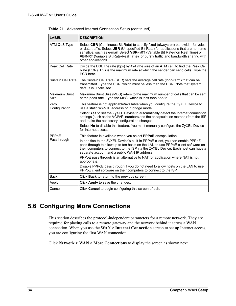 6 configuring more connections | ZyXEL Communications P-660HW-T v2 User Manual | Page 84 / 351