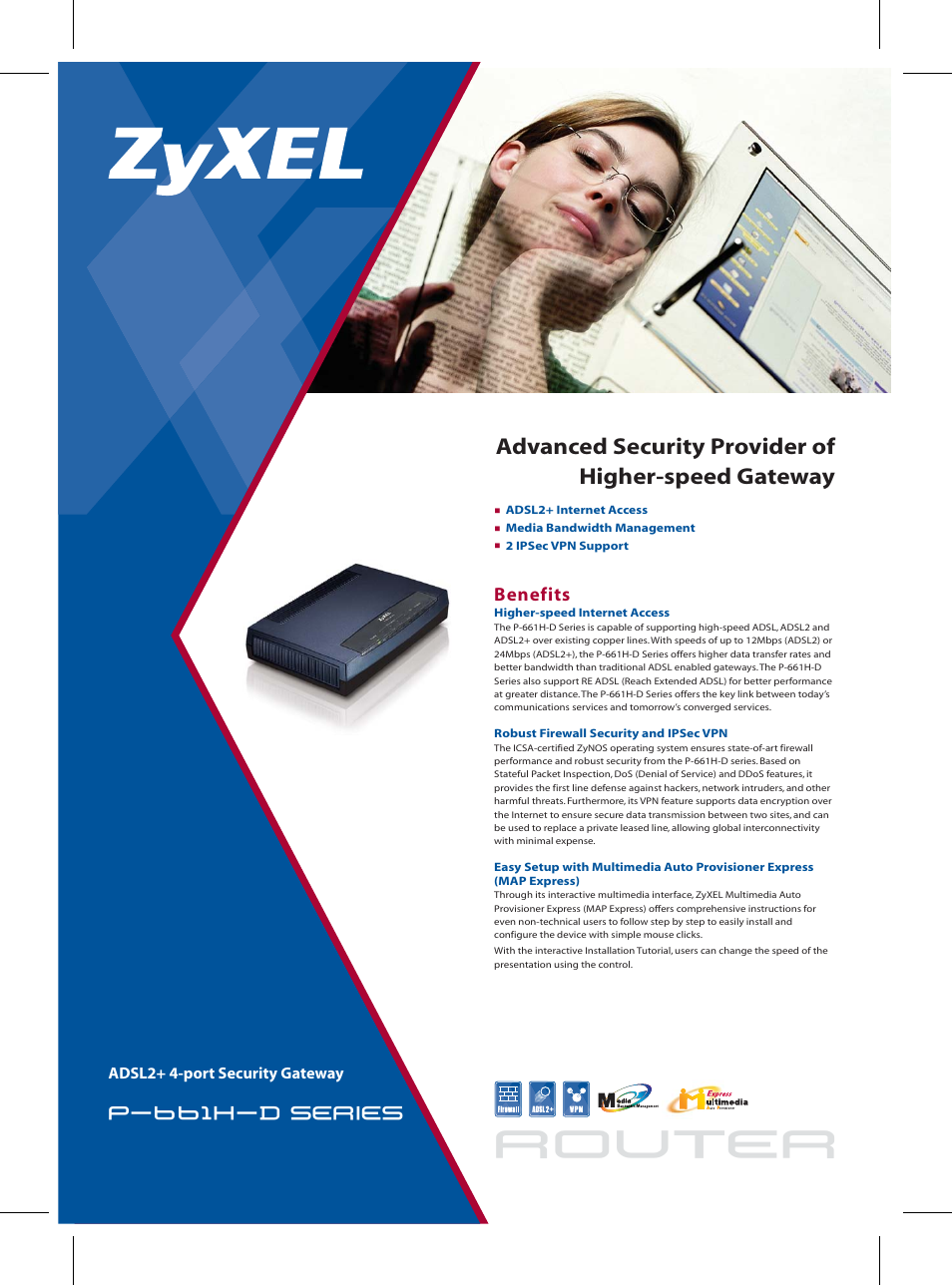 ZyXEL Communications ADSL2+ P-661H-D User Manual | 2 pages