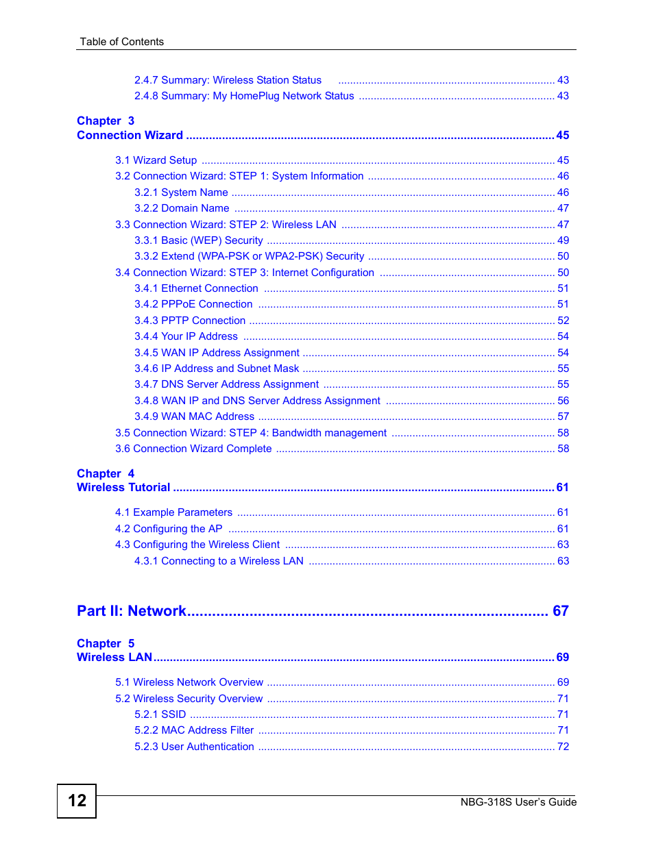 Part ii: network | ZyXEL Communications NBG-318S User Manual | Page 12 / 286