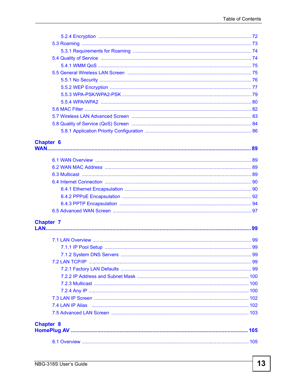 ZyXEL Communications NBG-318S User Manual | Page 13 / 286