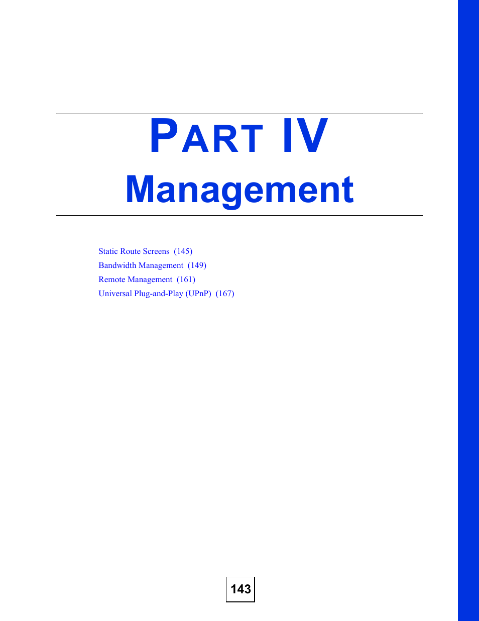 Management, Part iv: management | ZyXEL Communications NBG-318S User Manual | Page 143 / 286