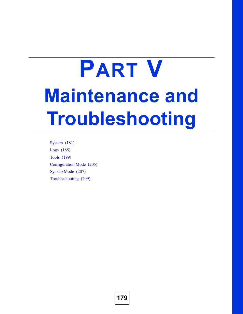 Maintenance and troubleshooting, Part v: maintenance and troubleshooting | ZyXEL Communications NBG-318S User Manual | Page 179 / 286