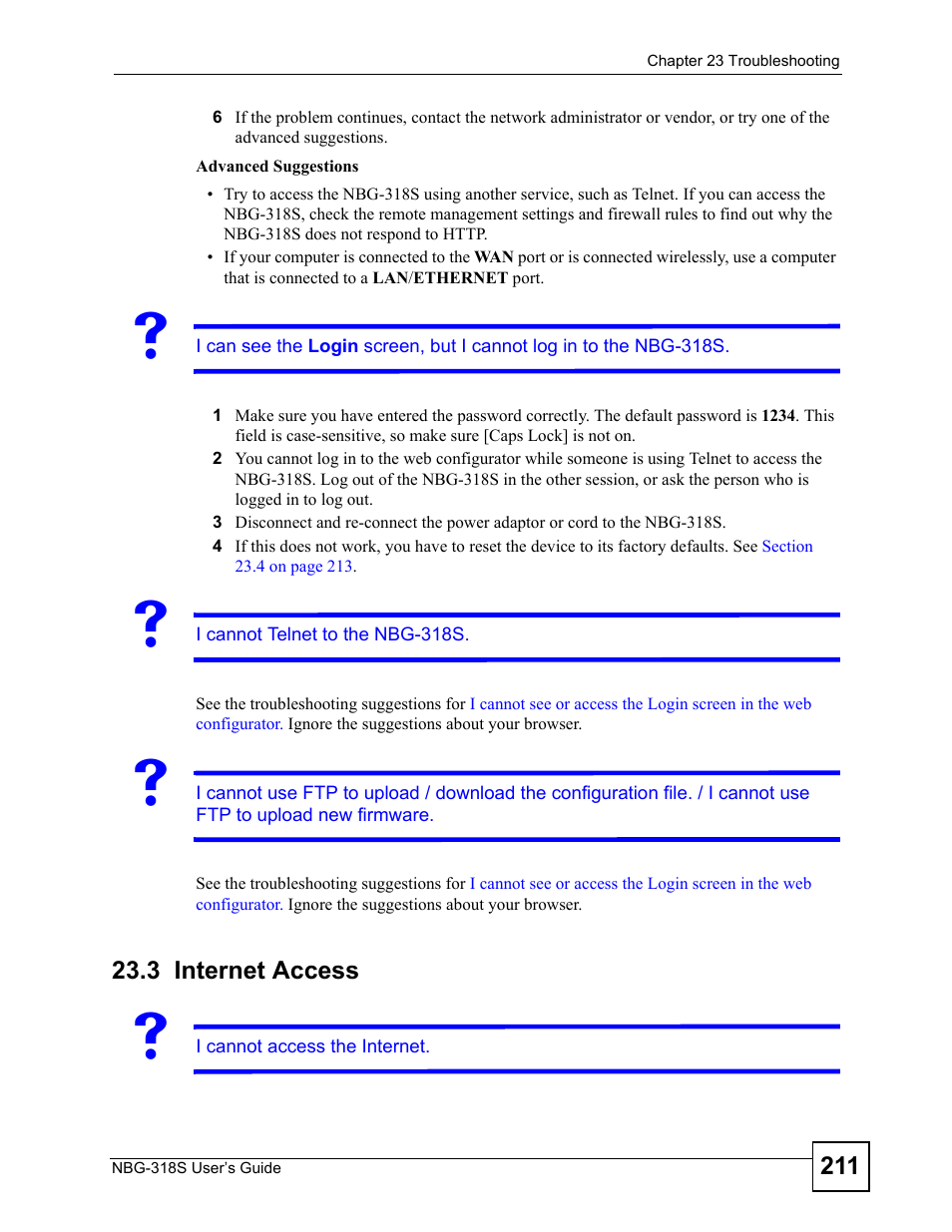 3 internet access, Internet access | ZyXEL Communications NBG-318S User Manual | Page 211 / 286