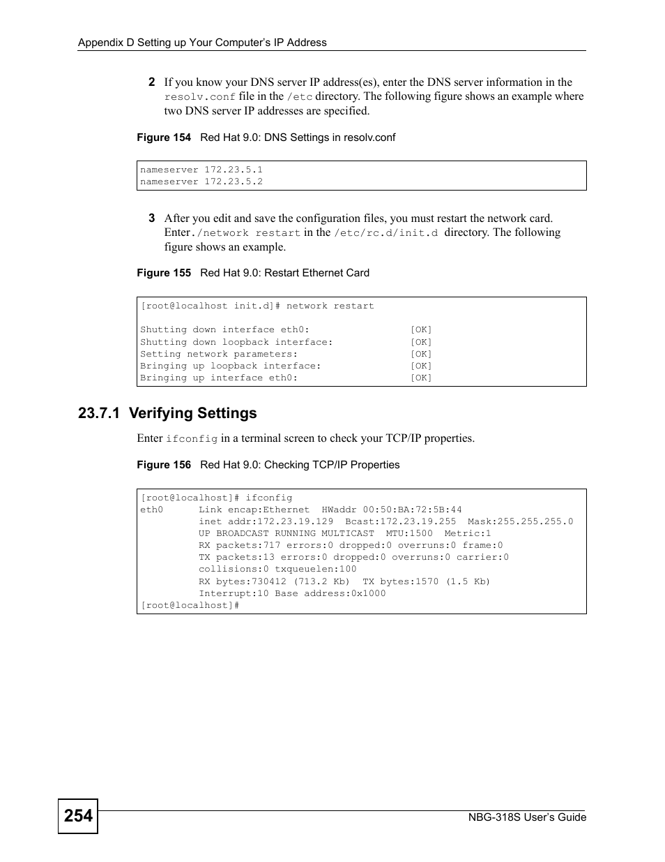 1 verifying settings | ZyXEL Communications NBG-318S User Manual | Page 254 / 286