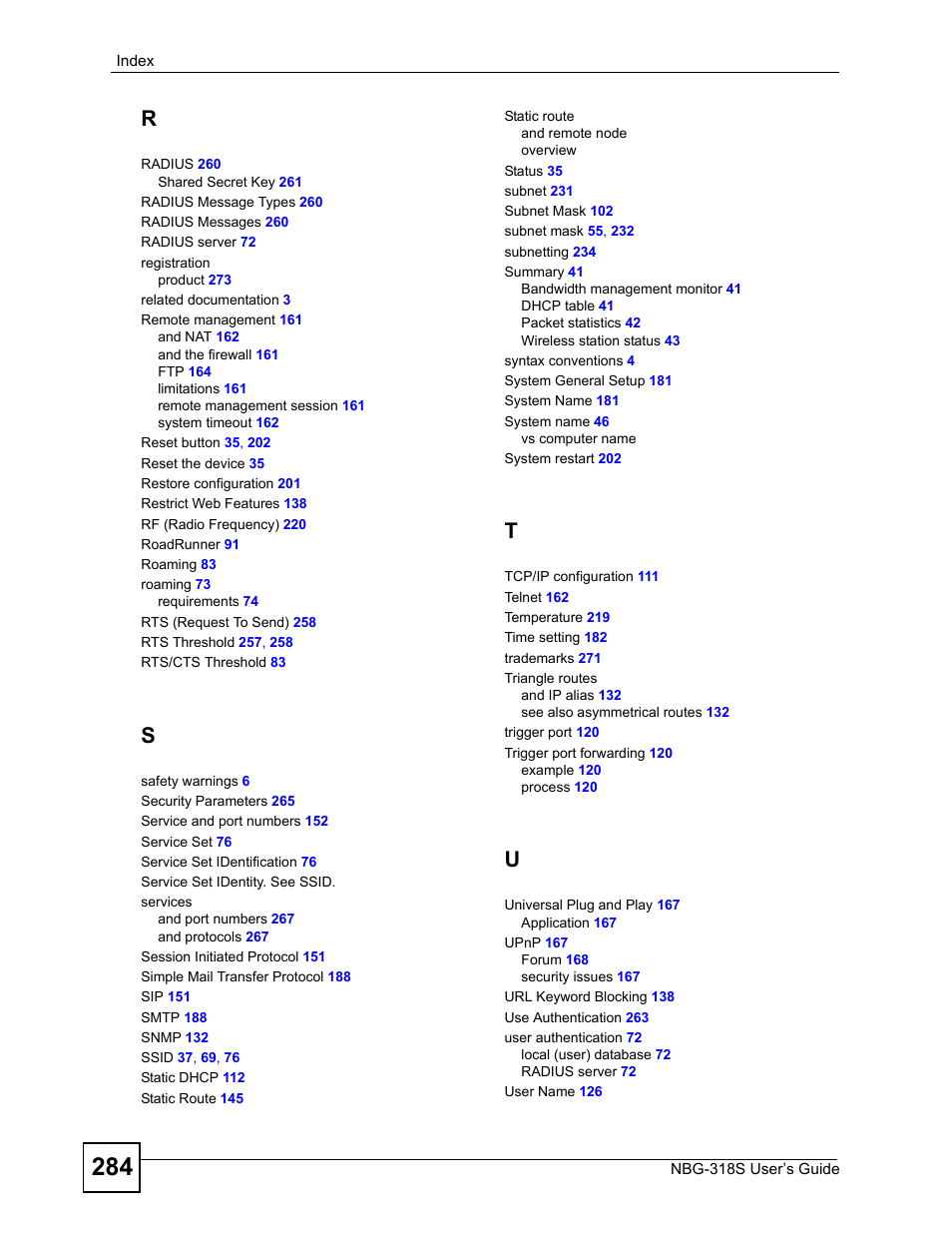 ZyXEL Communications NBG-318S User Manual | Page 284 / 286