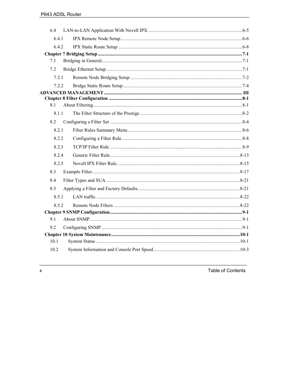 ZyXEL Communications Prestige 643 User Manual | Page 10 / 179