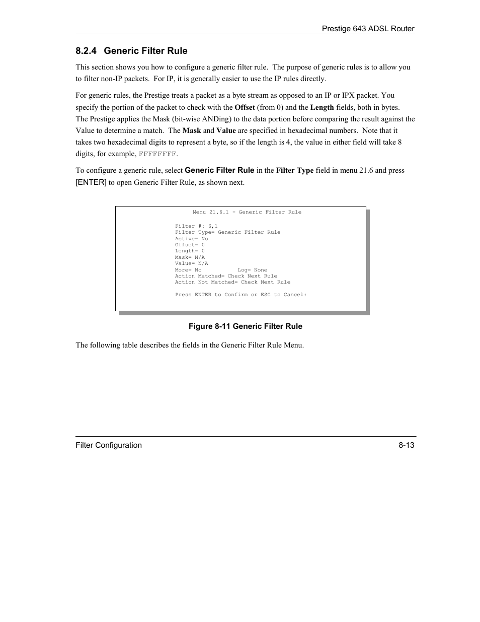4 generic filter rule | ZyXEL Communications Prestige 643 User Manual | Page 113 / 179
