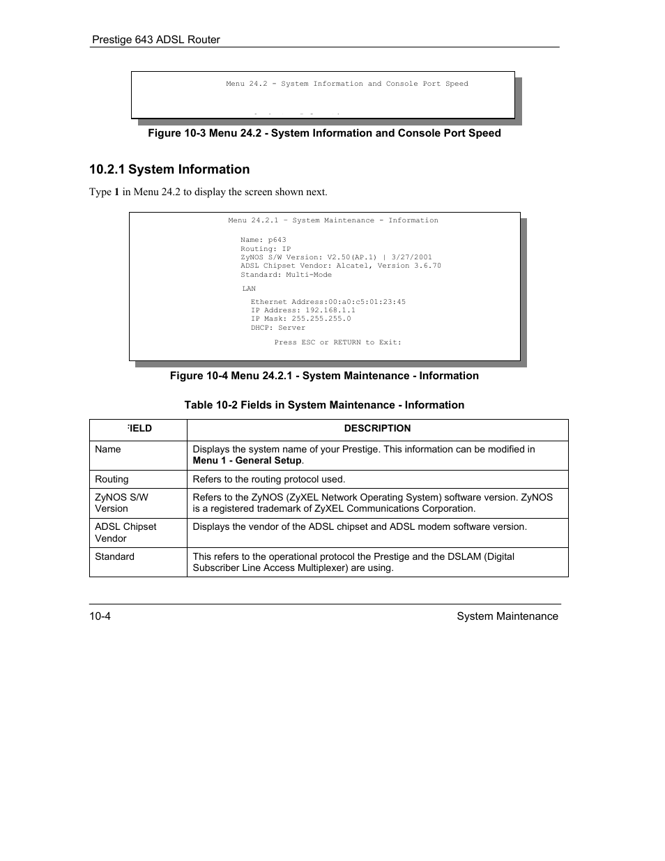 1 system information | ZyXEL Communications Prestige 643 User Manual | Page 130 / 179