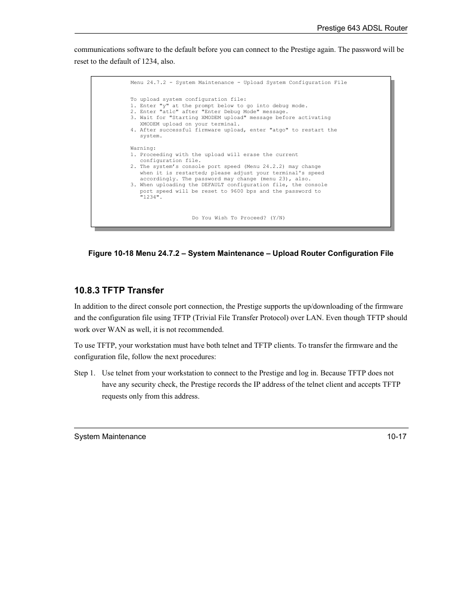 3 tftp transfer | ZyXEL Communications Prestige 643 User Manual | Page 143 / 179