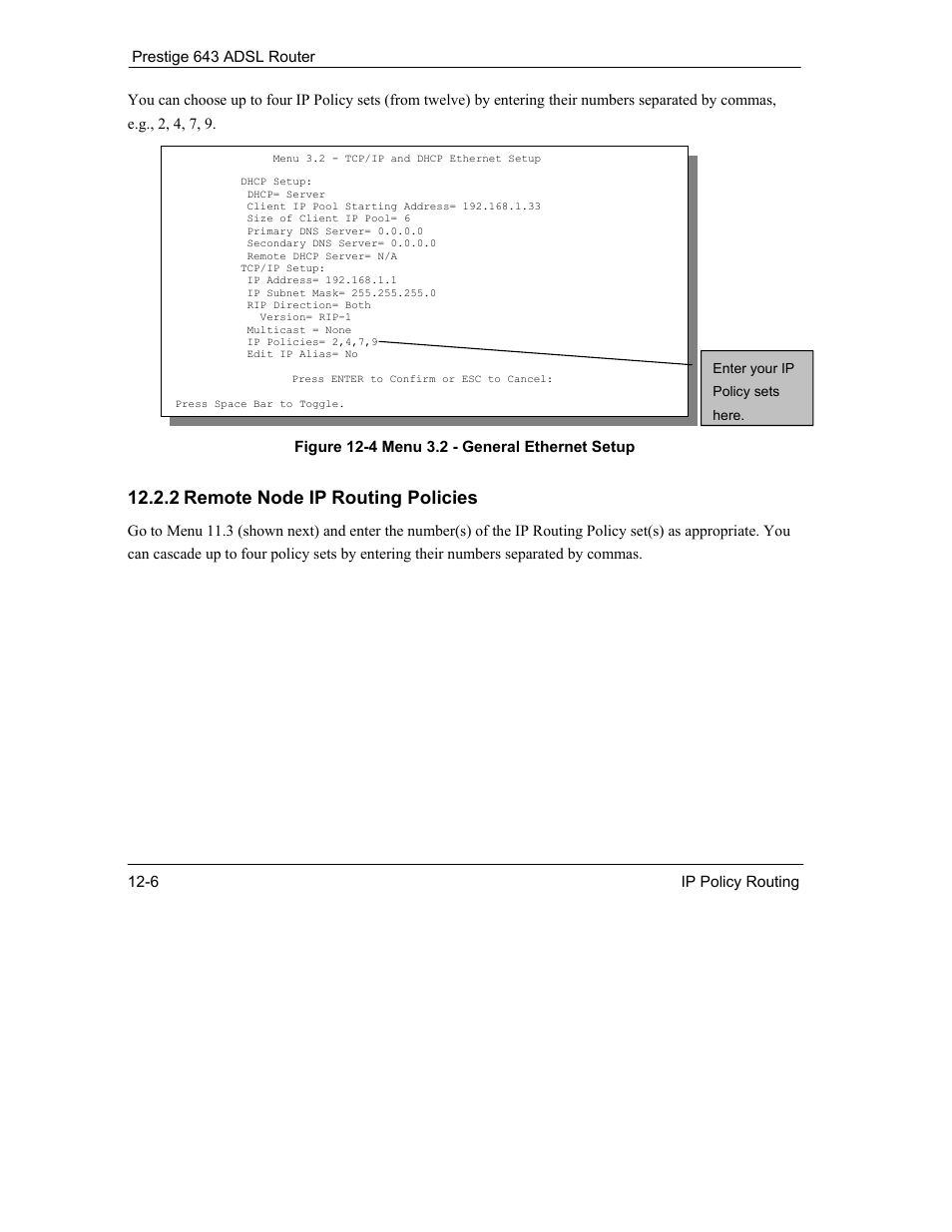 2 remote node ip routing policies | ZyXEL Communications Prestige 643 User Manual | Page 158 / 179