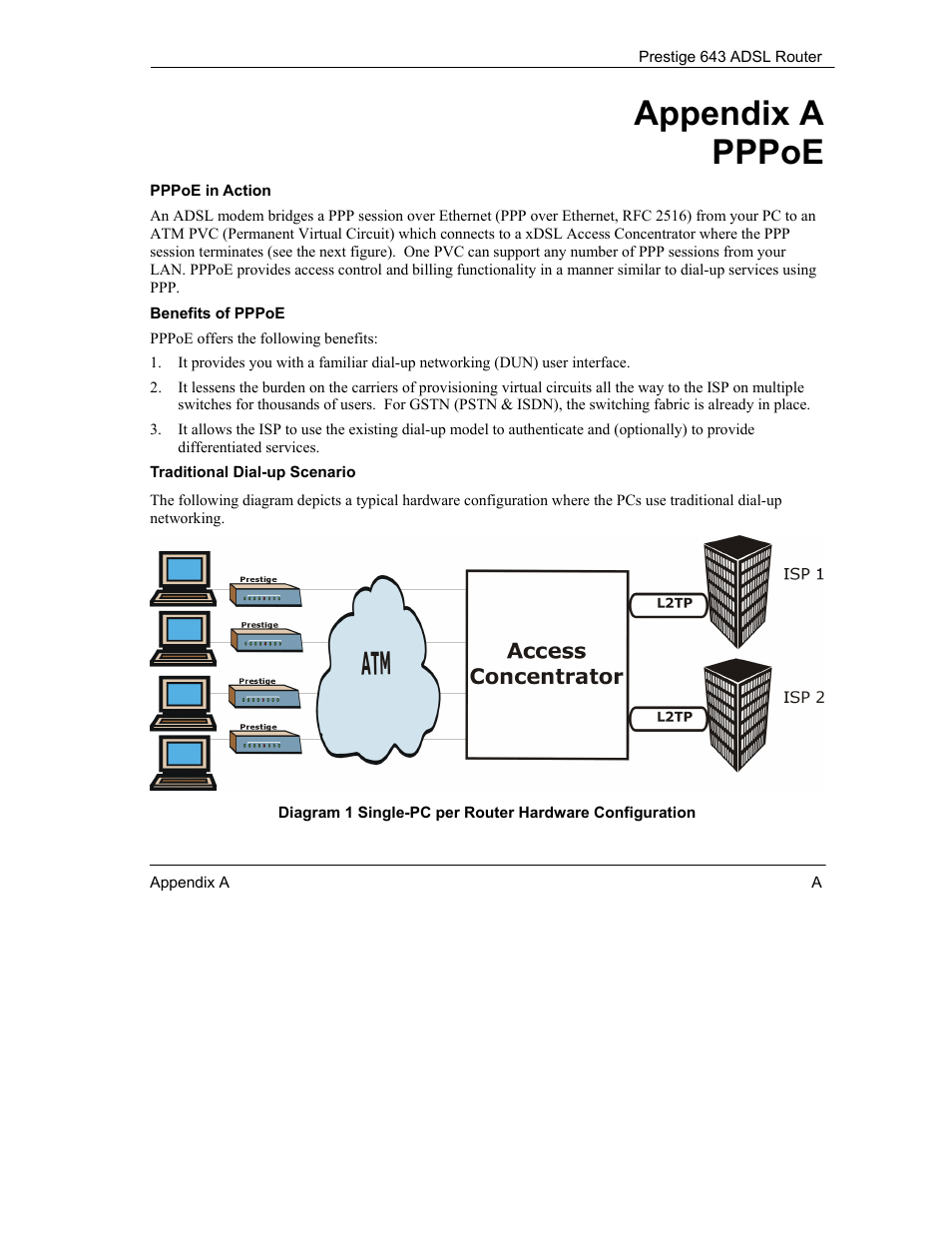Pppoe, Appendix a pppoe | ZyXEL Communications Prestige 643 User Manual | Page 169 / 179