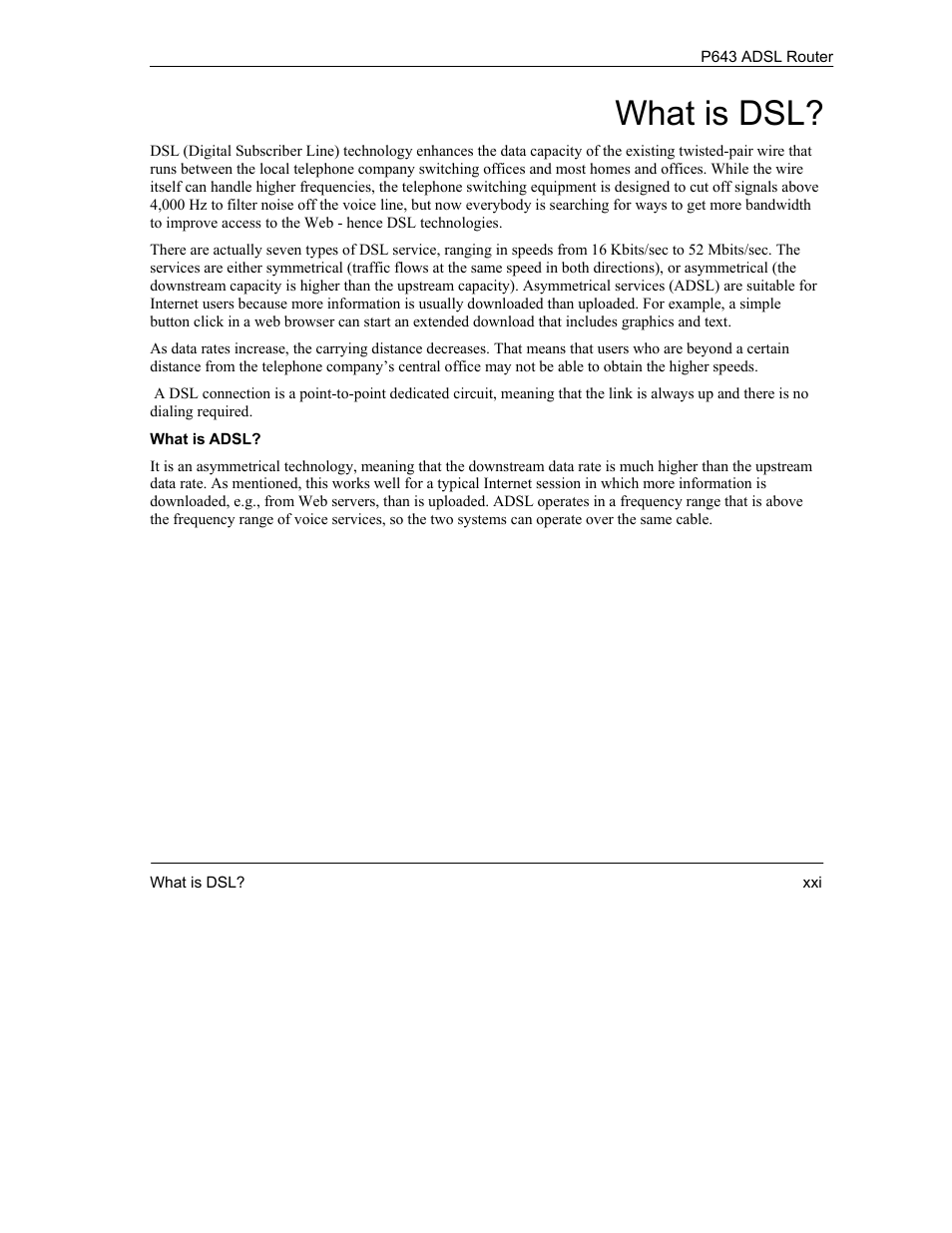 What is dsl | ZyXEL Communications Prestige 643 User Manual | Page 21 / 179