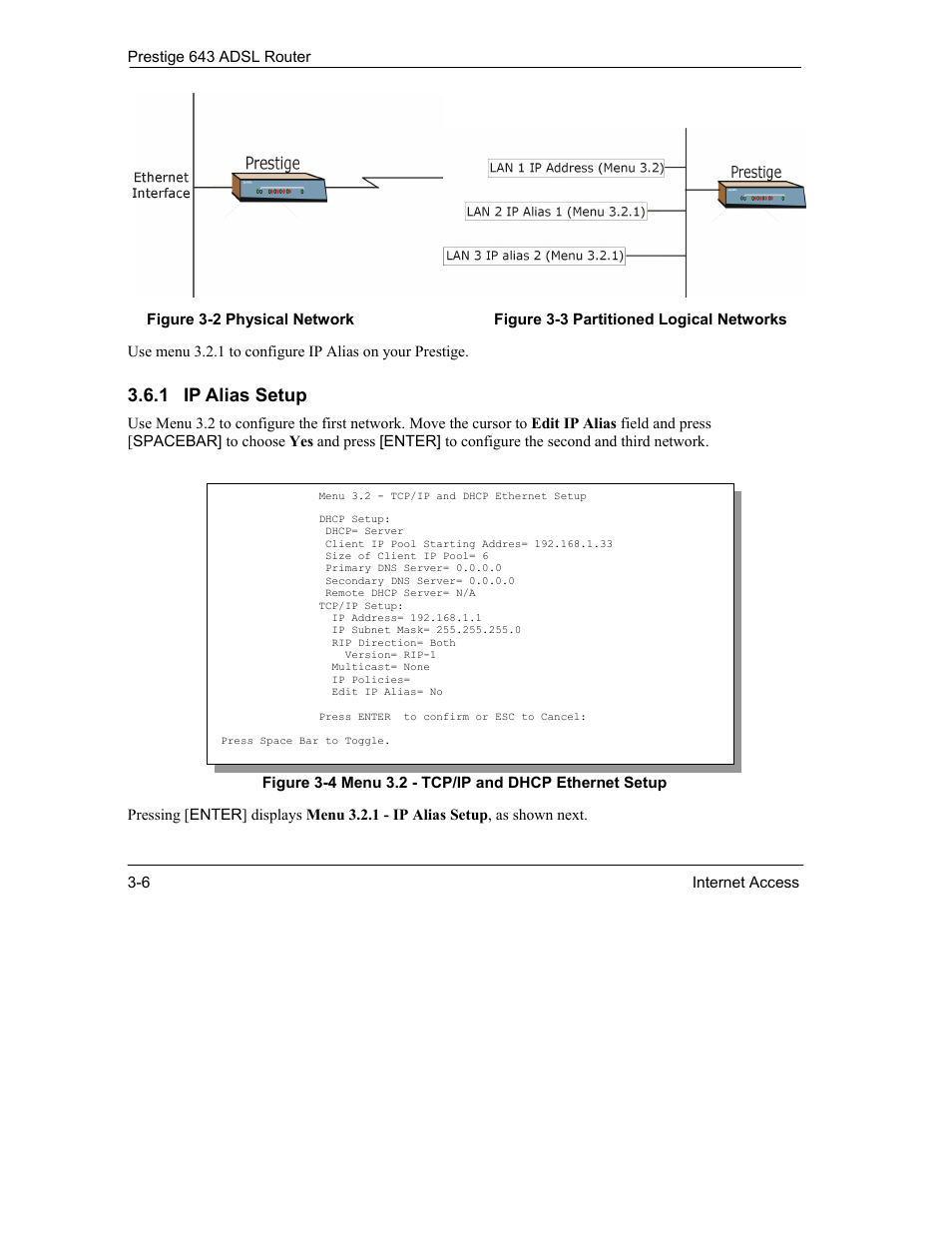 1 ip alias setup | ZyXEL Communications Prestige 643 User Manual | Page 48 / 179