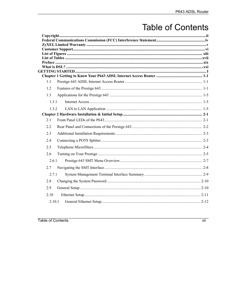ZyXEL Communications Prestige 643 User Manual | Page 7 / 179