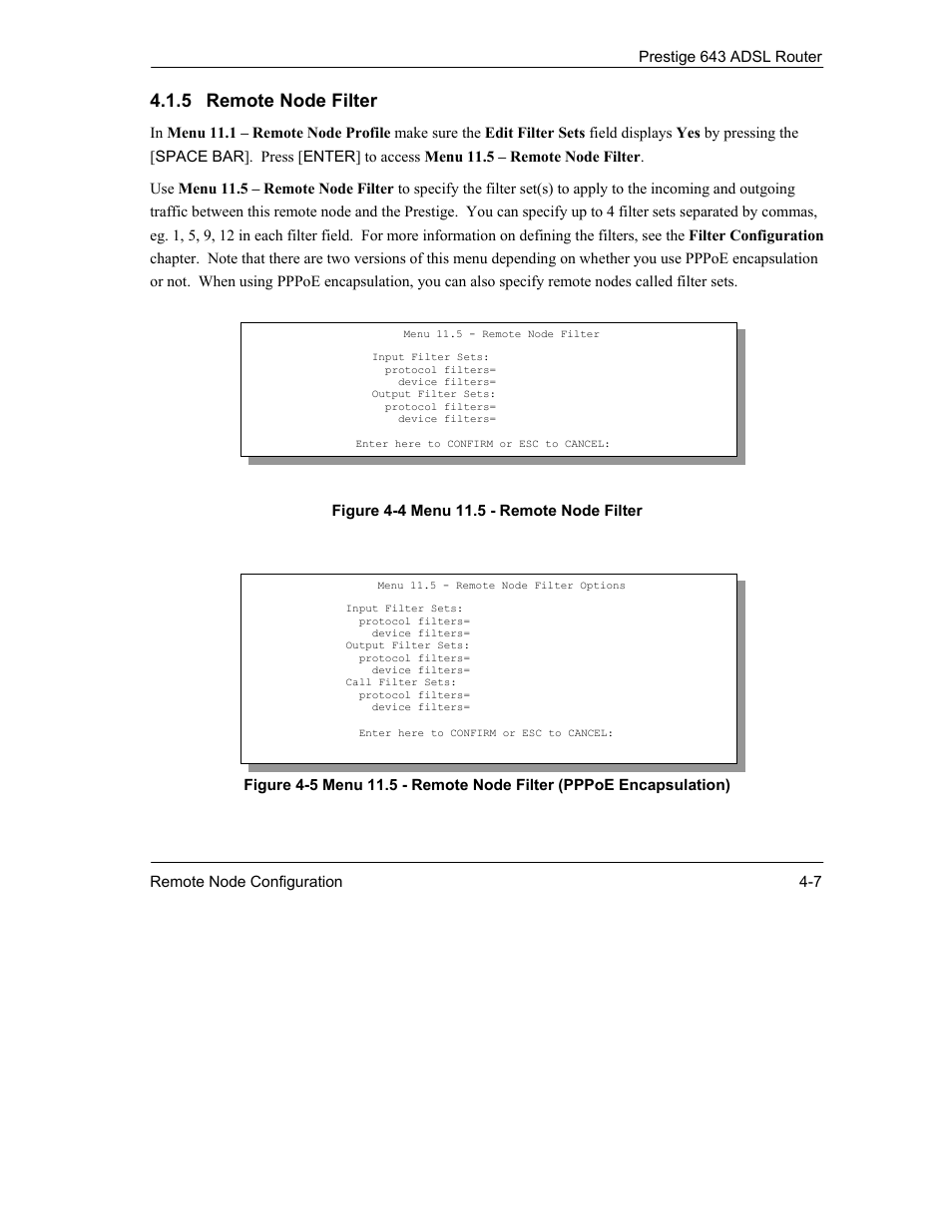 5 remote node filter | ZyXEL Communications Prestige 643 User Manual | Page 71 / 179