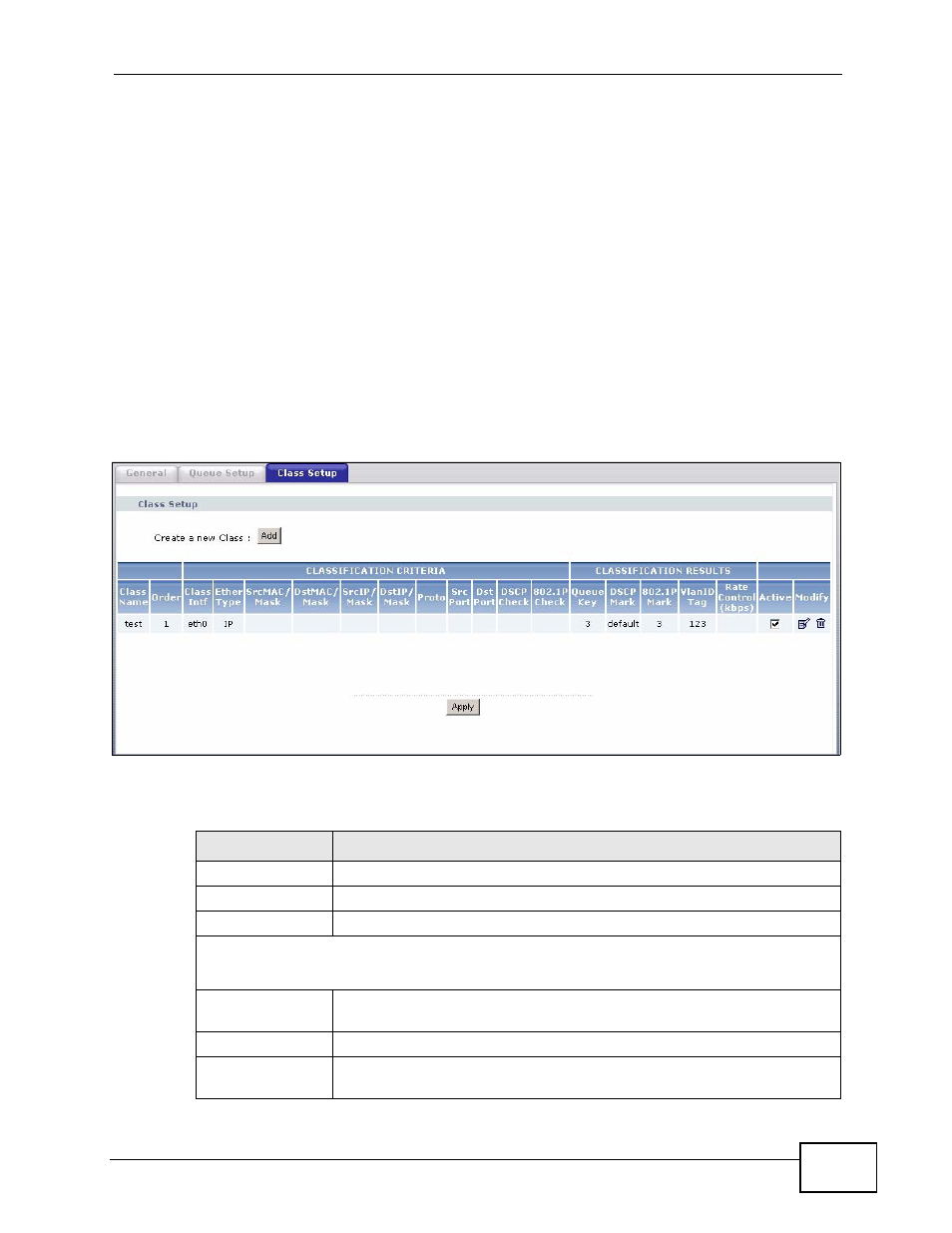 5 the class setup screen, Section | ZyXEL Communications Prestige P-870HW-51a v2 User Manual | Page 133 / 276