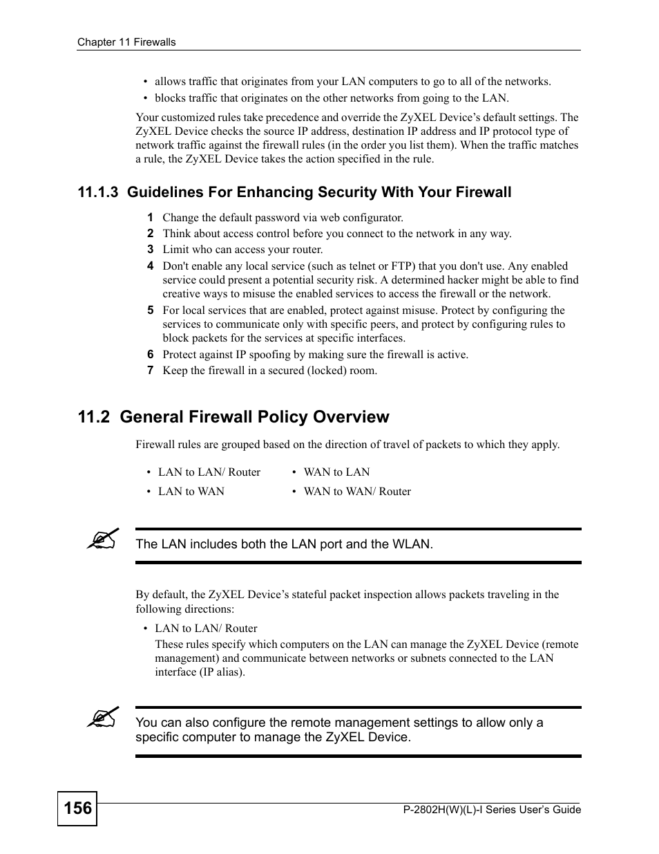 2 general firewall policy overview | ZyXEL Communications P-2802H(W)(L)-I Series User Manual | Page 156 / 418