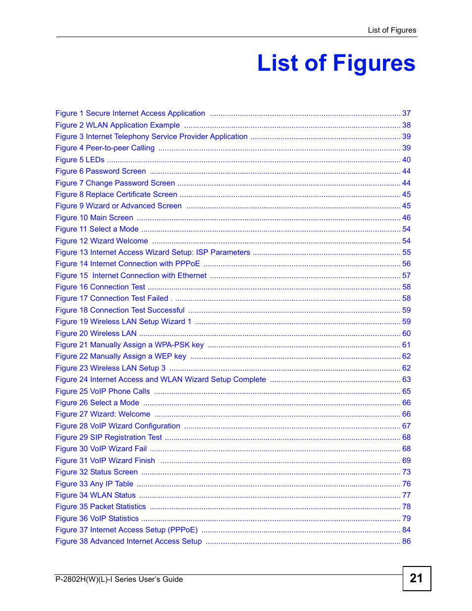 List of figures | ZyXEL Communications P-2802H(W)(L)-I Series User Manual | Page 21 / 418