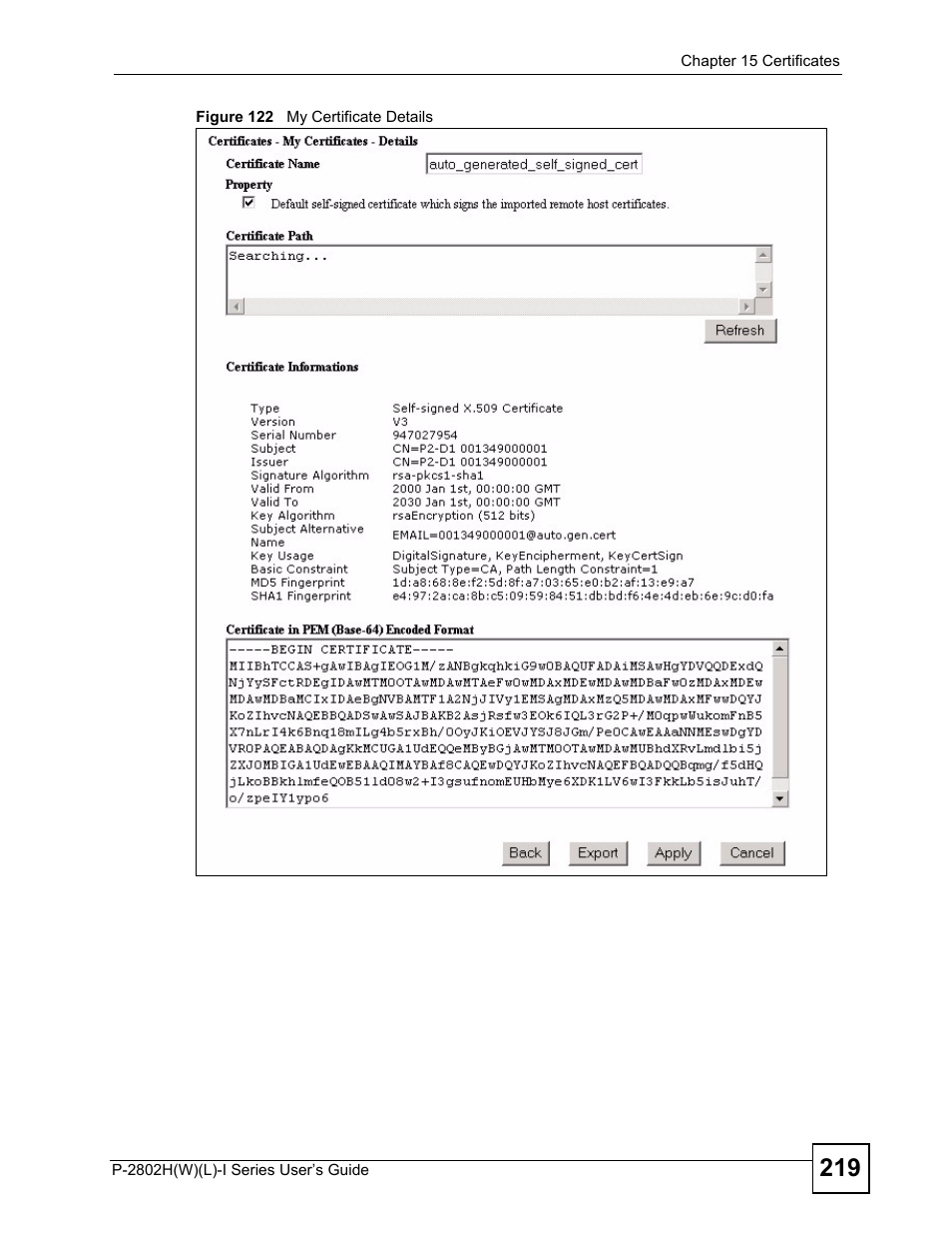 Figure 122 my certificate details | ZyXEL Communications P-2802H(W)(L)-I Series User Manual | Page 219 / 418