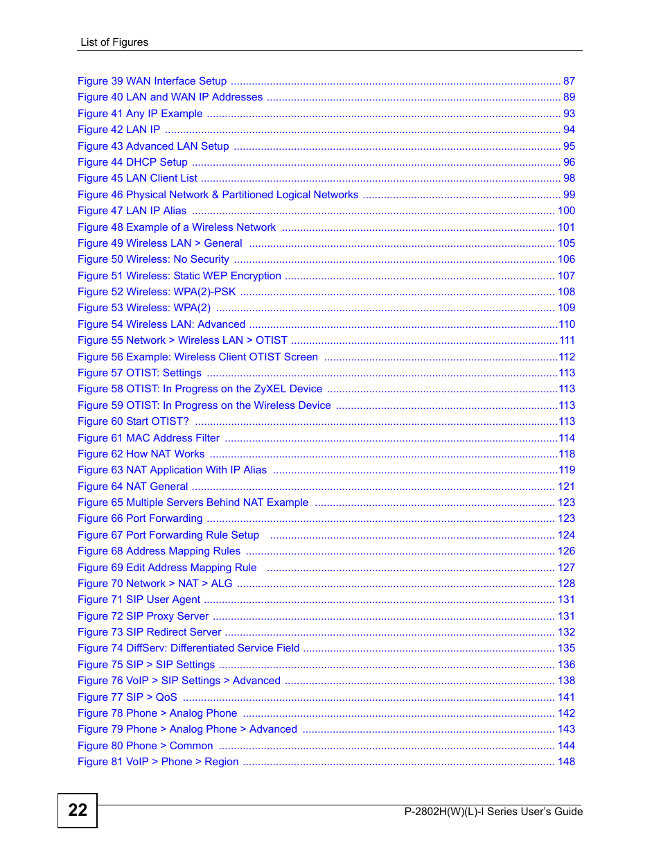 ZyXEL Communications P-2802H(W)(L)-I Series User Manual | Page 22 / 418