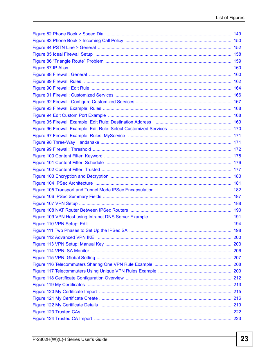 ZyXEL Communications P-2802H(W)(L)-I Series User Manual | Page 23 / 418