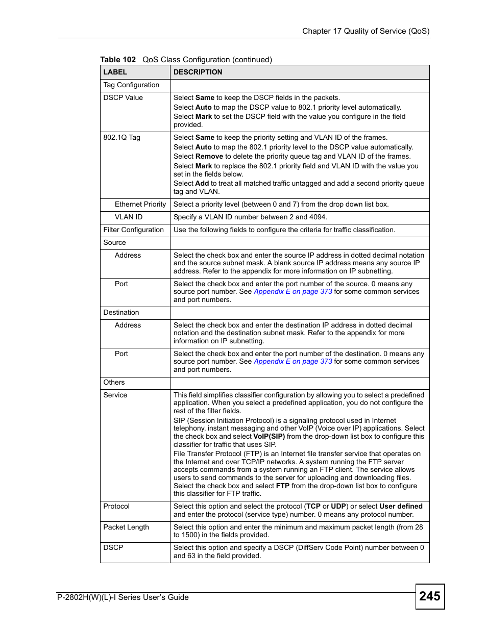 ZyXEL Communications P-2802H(W)(L)-I Series User Manual | Page 245 / 418
