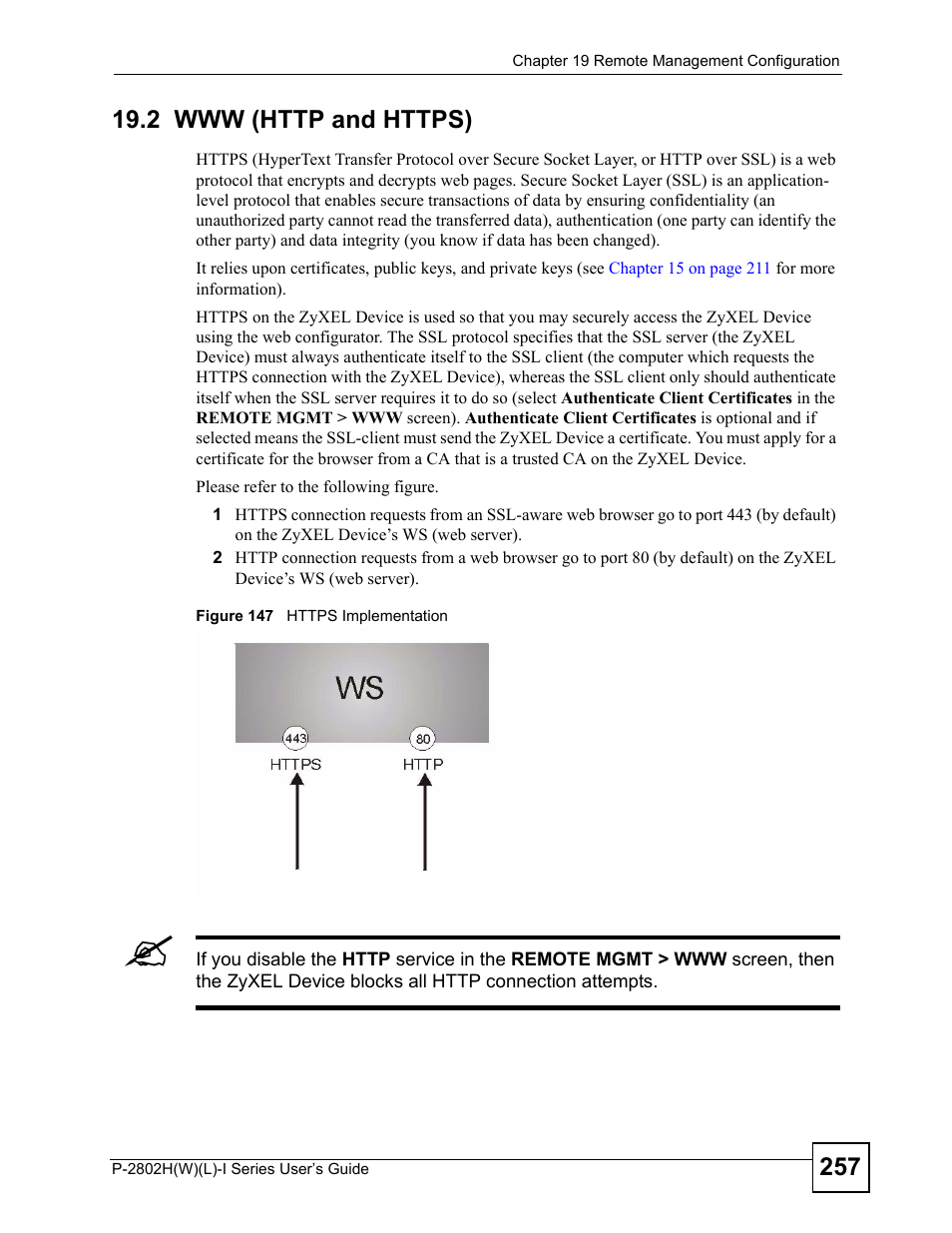 2 www (http and https), Figure 147 https implementation | ZyXEL Communications P-2802H(W)(L)-I Series User Manual | Page 257 / 418