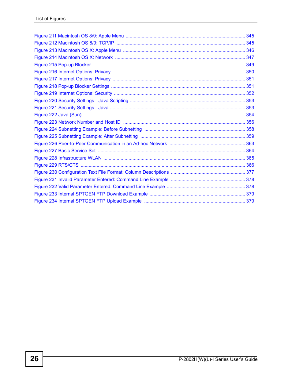 ZyXEL Communications P-2802H(W)(L)-I Series User Manual | Page 26 / 418