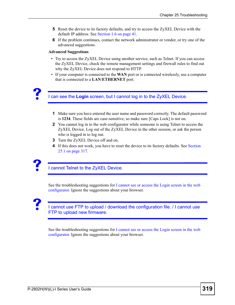 ZyXEL Communications P-2802H(W)(L)-I Series User Manual | Page 319 / 418