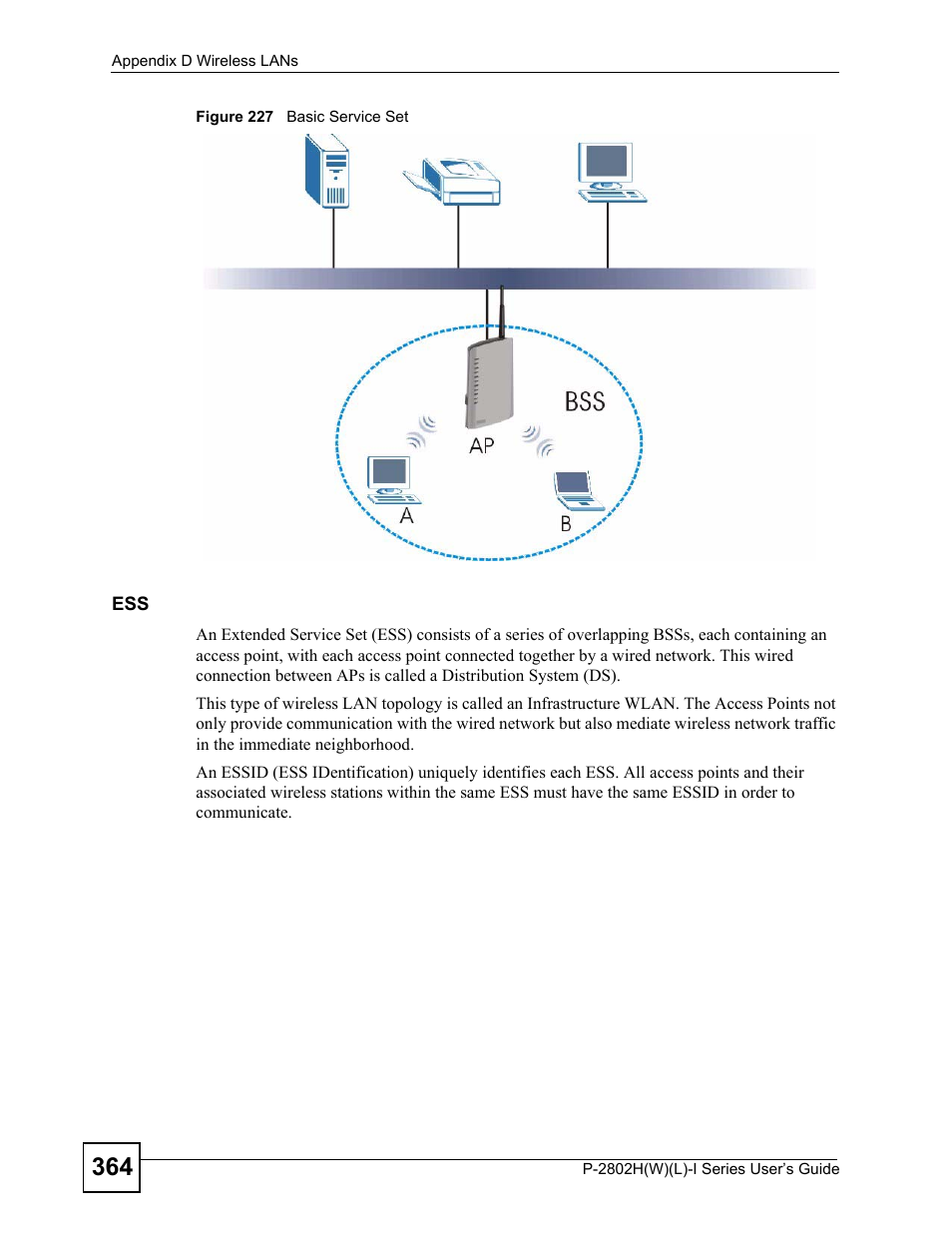 Figure 227 basic service set | ZyXEL Communications P-2802H(W)(L)-I Series User Manual | Page 364 / 418