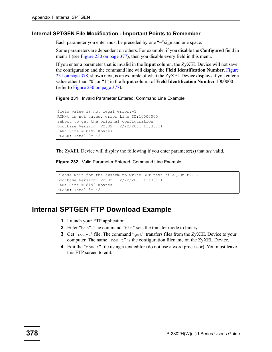 Internal sptgen ftp download example | ZyXEL Communications P-2802H(W)(L)-I Series User Manual | Page 378 / 418