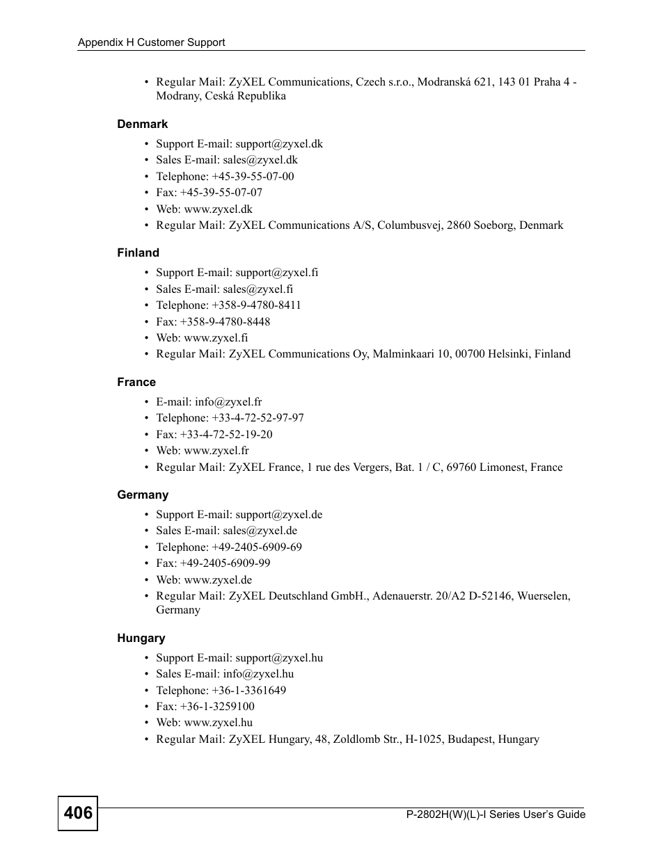 ZyXEL Communications P-2802H(W)(L)-I Series User Manual | Page 406 / 418