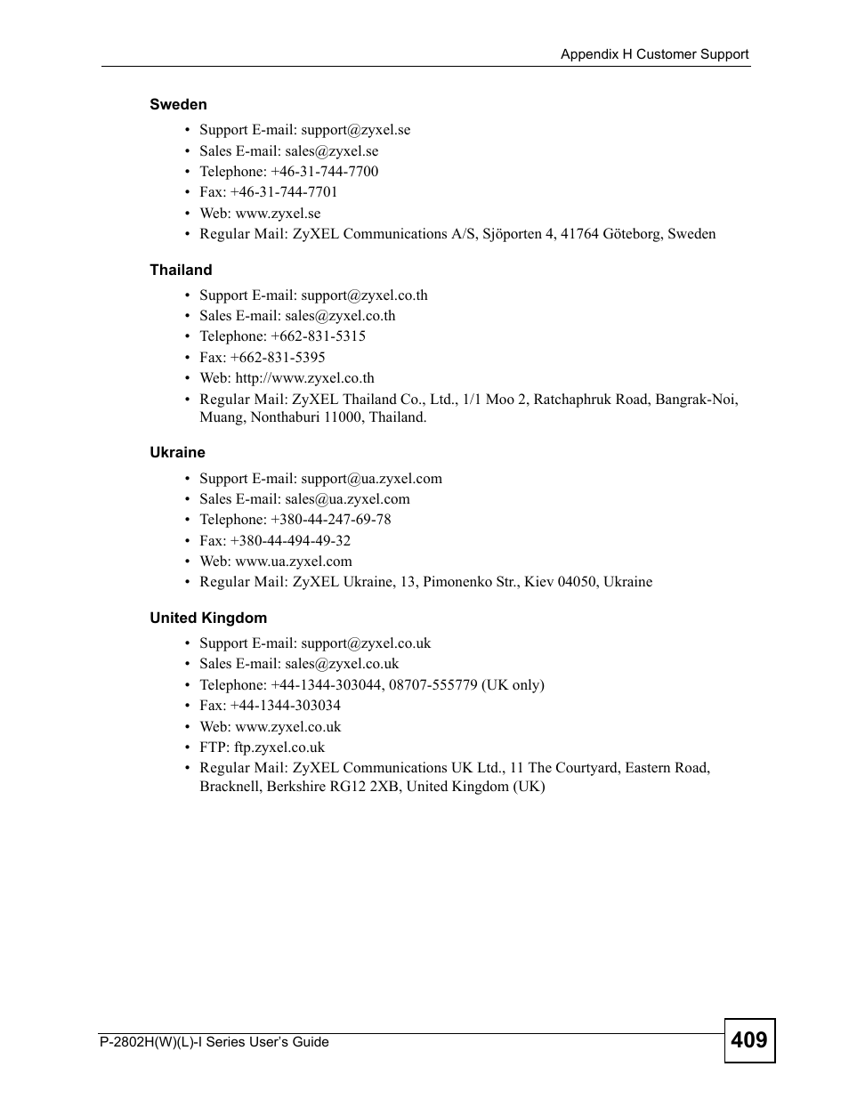 ZyXEL Communications P-2802H(W)(L)-I Series User Manual | Page 409 / 418