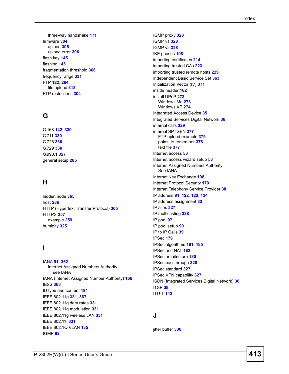 ZyXEL Communications P-2802H(W)(L)-I Series User Manual | Page 413 / 418