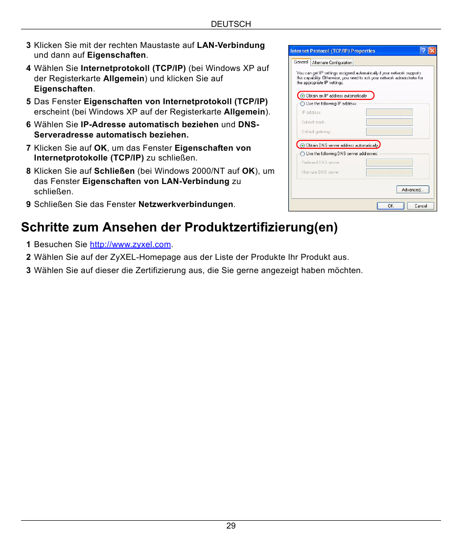 Schritte zum ansehen der produktzertifizierung(en) | ZyXEL Communications P-335 Plus User Manual | Page 29 / 95