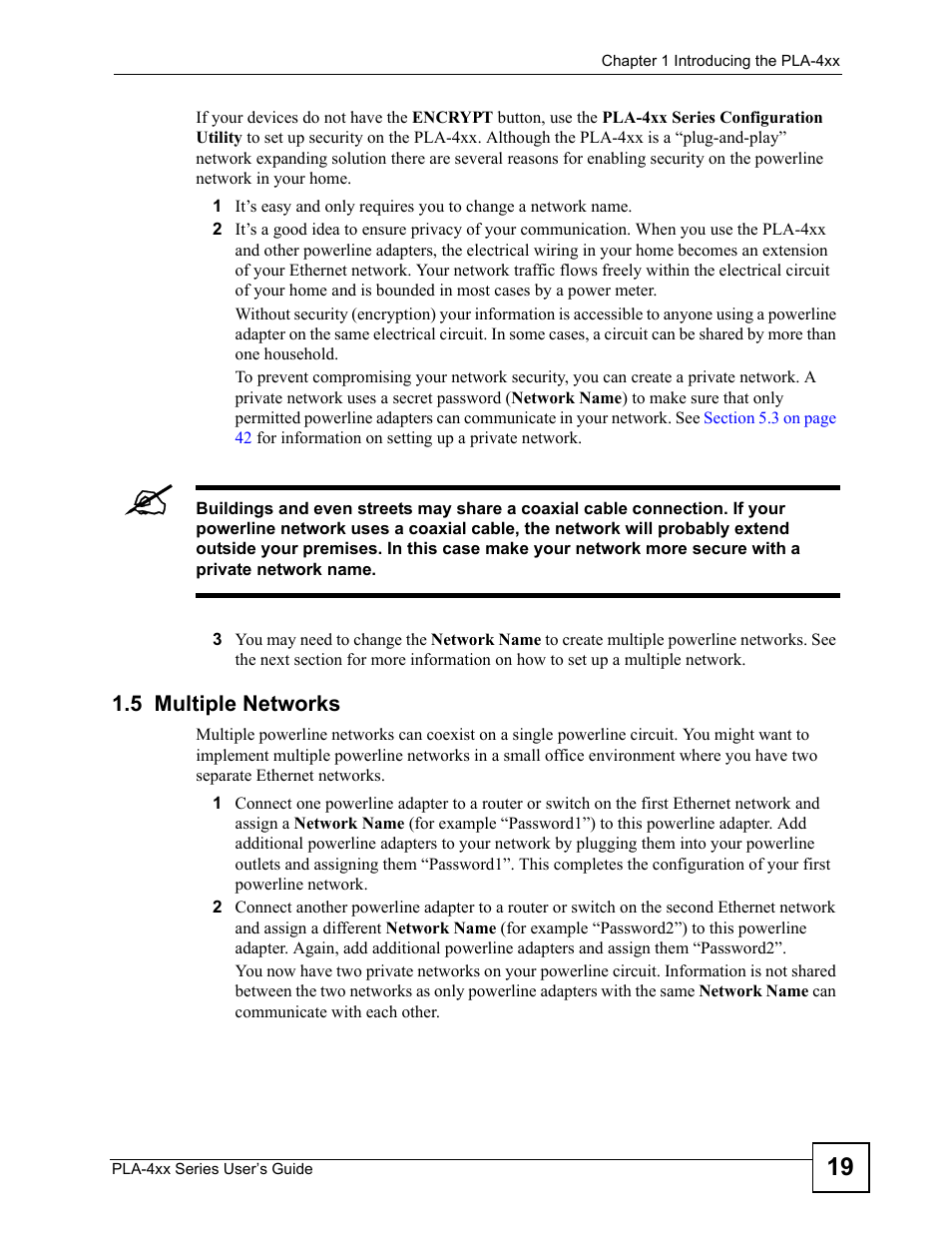 5 multiple networks | ZyXEL Communications PLA-4xx User Manual | Page 19 / 90