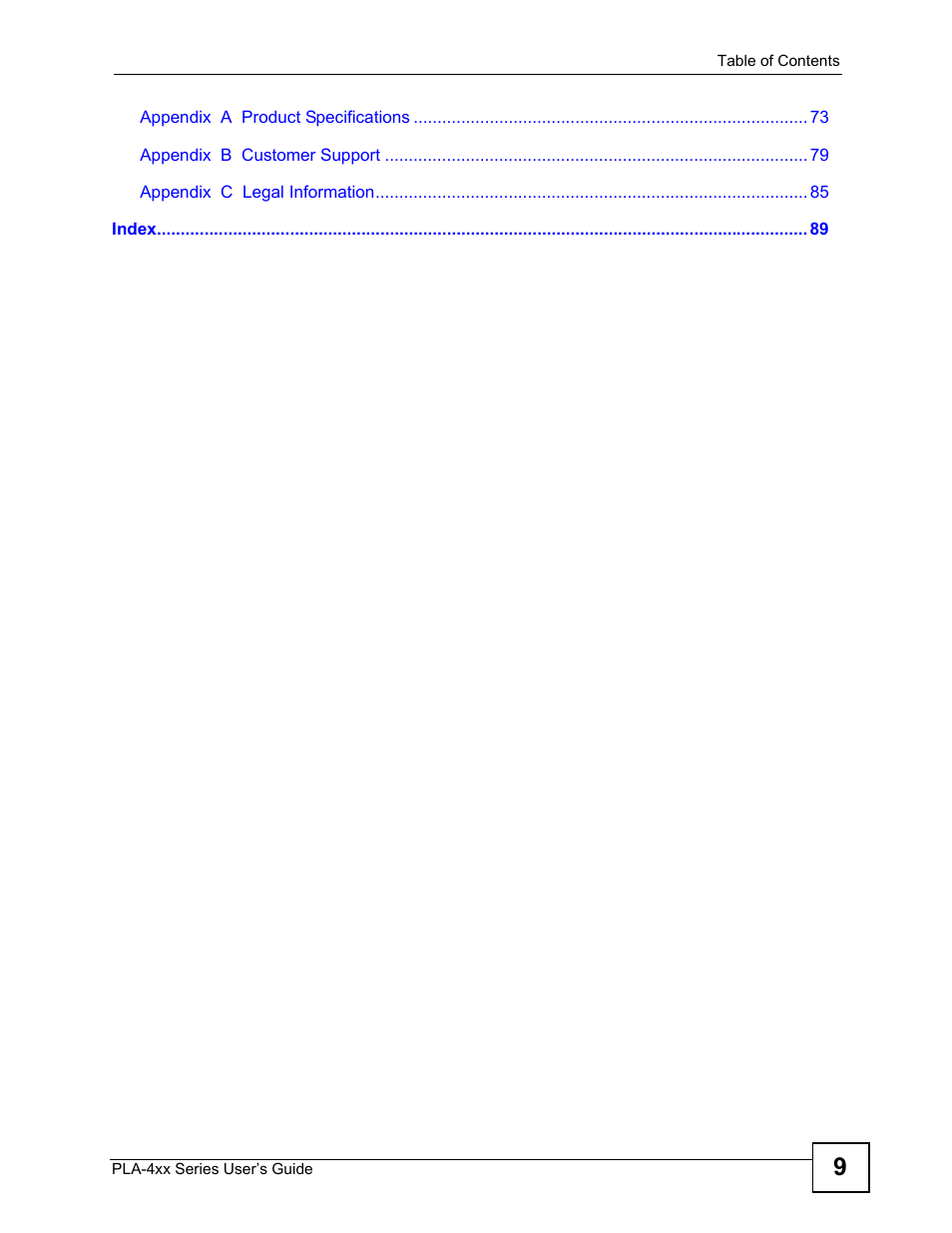 ZyXEL Communications PLA-4xx User Manual | Page 9 / 90