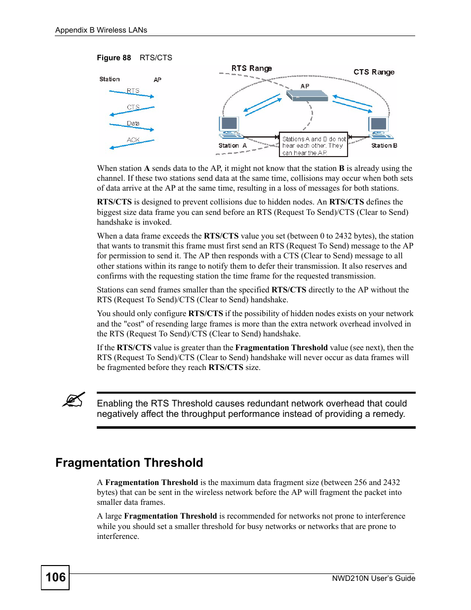 Figure 88 rts/cts | ZyXEL Communications NWD210N User Manual | Page 106 / 152